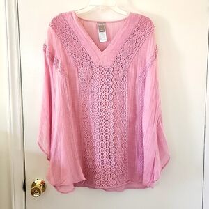 Chico’s Orchid Gauze V-Neck Kimono Top / Blouse/Cover-up